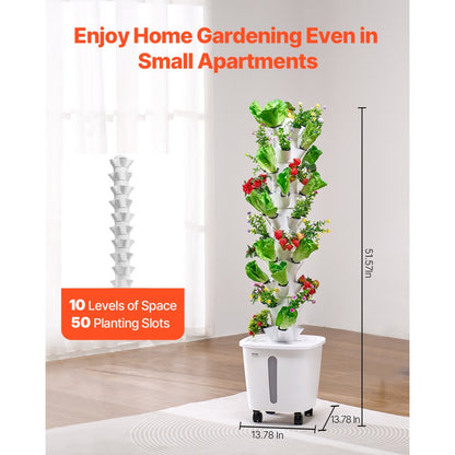 VV1-10C-US - 10-Tier Hydroponic Tower Garden for Easy Indoor Planting
