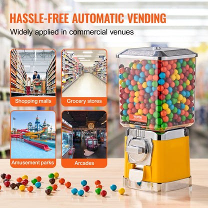 ak203-02 - Vintage 17" Yellow Gumball Machine Candy Dispenser 6.8L