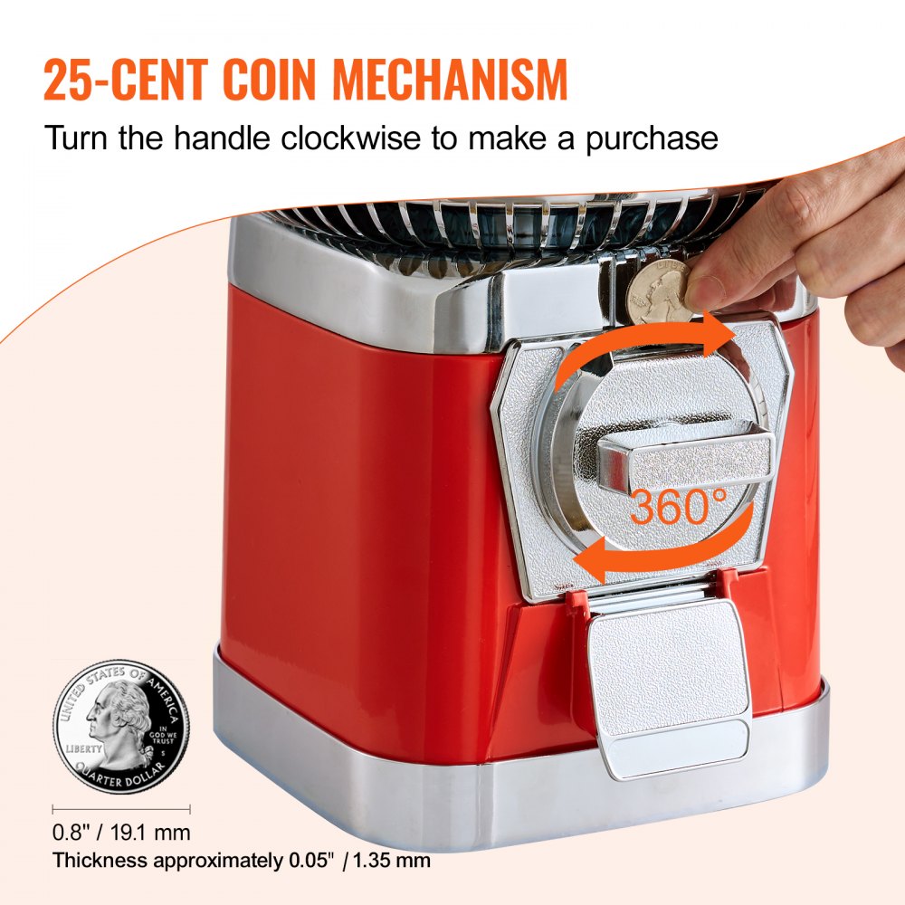 ak201-01 - Vintage 16" Red Gumball Machine for Candy & Rewards