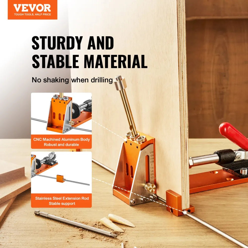 XRS040 - VEVOR Adjustable Pocket Hole Jig Kit for DIY Projects