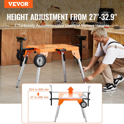 26515 - Adjustable Miter Saw Stand with Wheels for Ergonomic Cutting
