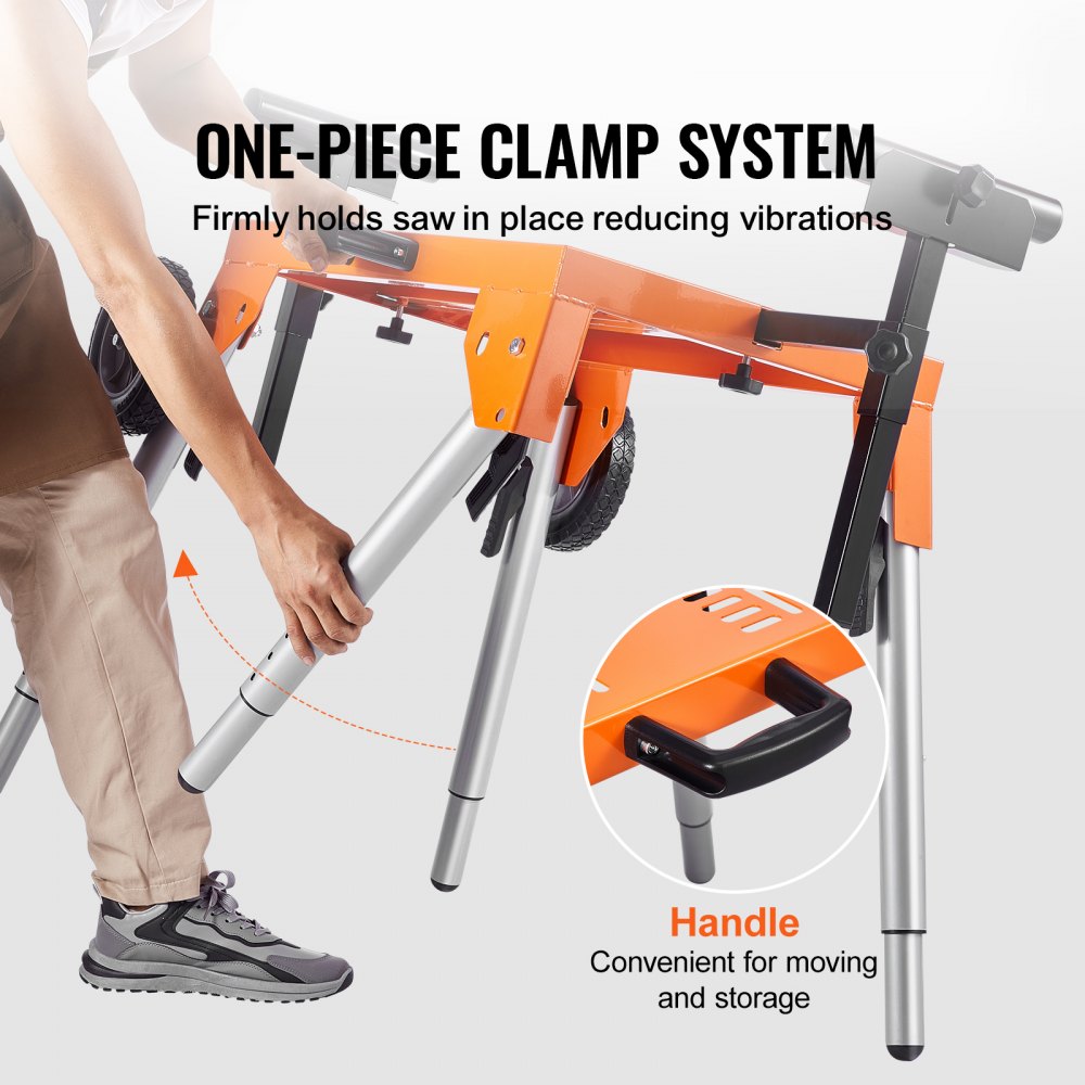 26515 - Adjustable Miter Saw Stand with Wheels for Ergonomic Cutting