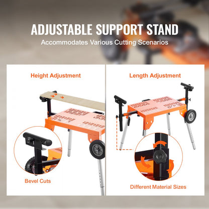26515 - Adjustable Miter Saw Stand with Wheels for Ergonomic Cutting