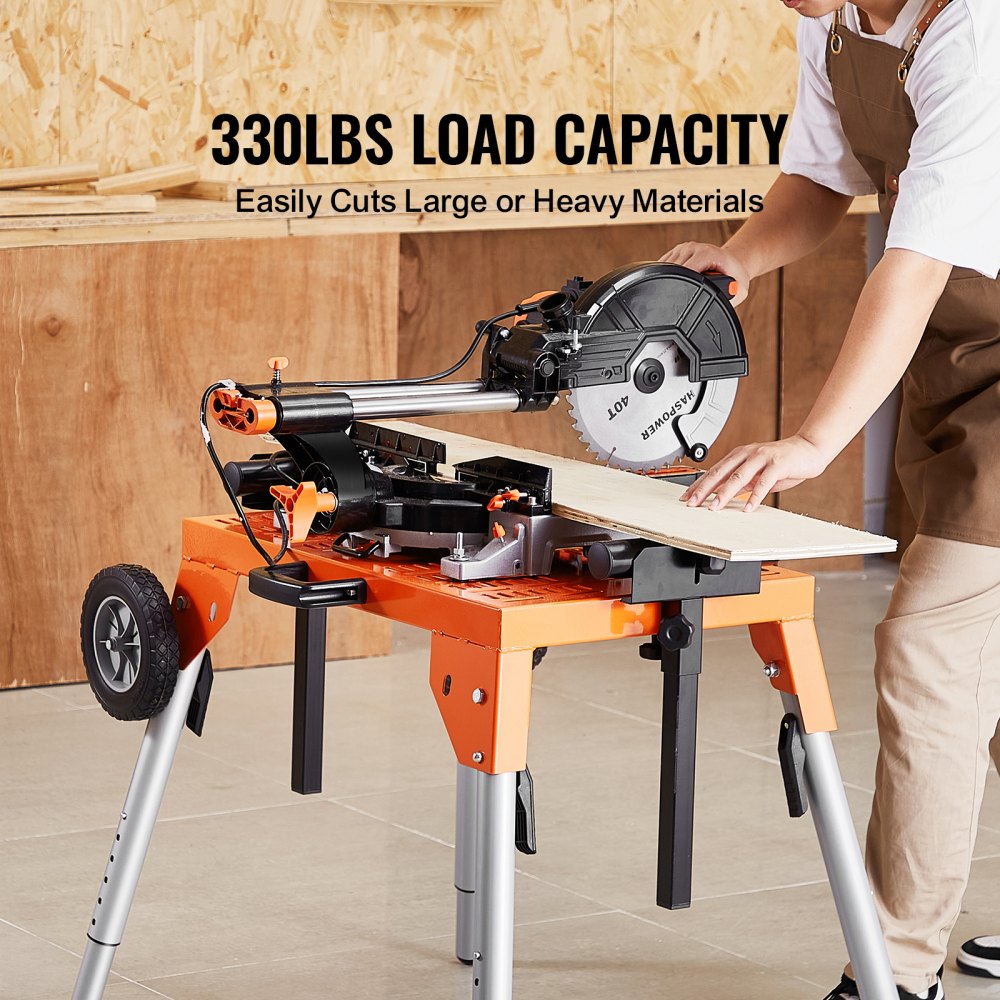 26515 - Adjustable Miter Saw Stand with Wheels for Ergonomic Cutting