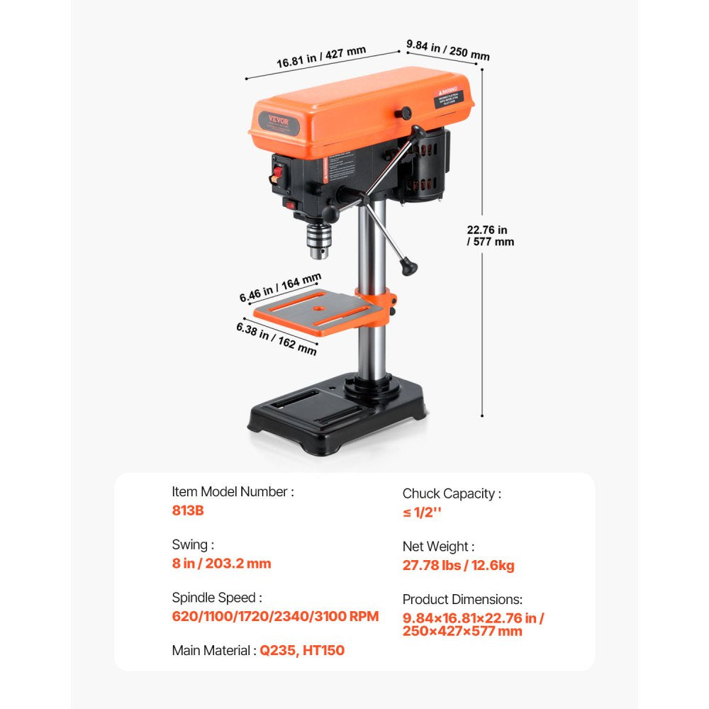 DP8 - 8-Inch Drill Press with Adjustable Tilt and LED Light