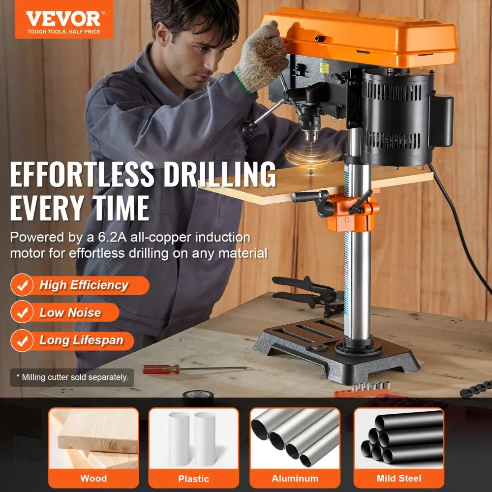 DP103L - 10-Inch Adjustable Benchtop Drill Press with LED Light and Speed Control