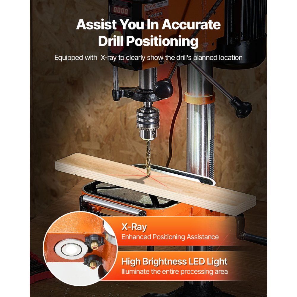 DP12VL - 12" Benchtop Drill Press with Laser Light & Adjustable Speed