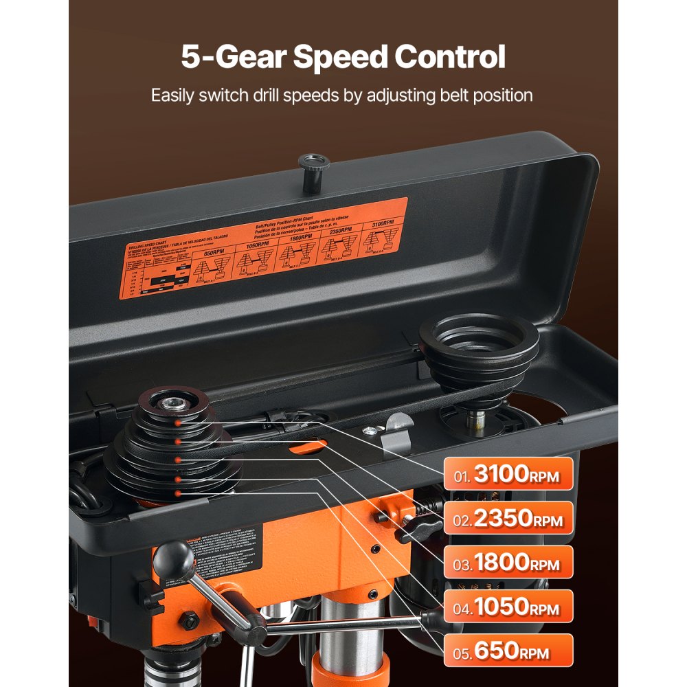 DP1006L - 10" VEVOR 5-Speed Drill Press for Precision Wood & Metal Working