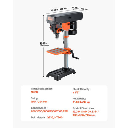 DP1006L - 10" VEVOR 5-Speed Drill Press for Precision Wood & Metal Working