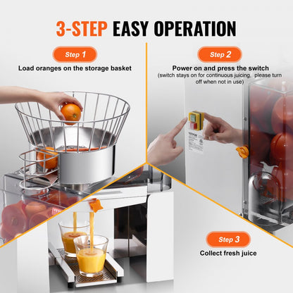 NS2000E-4 - High-Speed Commercial Juicer for 25 Oranges/Min, 120W Power