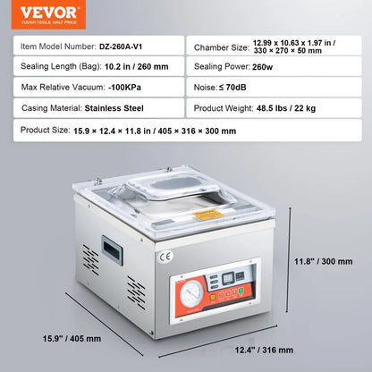 DZ-260A-V1 - Intelligent Chamber Vacuum Sealer for Fresh Food Preservation