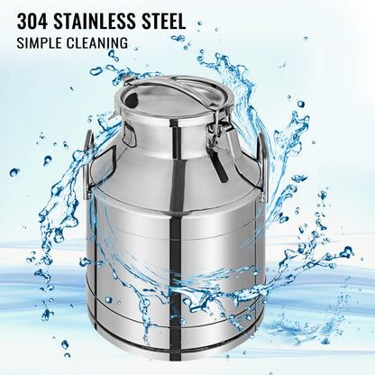 010847612051 - 20L 304 Stainless Steel Milk Can with Airtight Lid