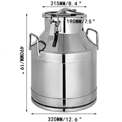 010847612051 - 20L 304 Stainless Steel Milk Can with Airtight Lid