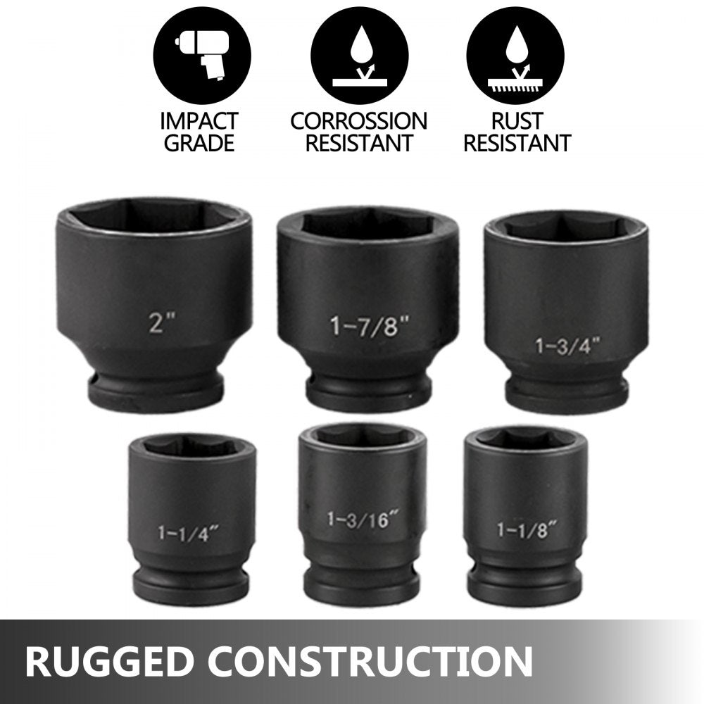 010730444868 - 6-Point Impact Socket Set in Heavy-Duty Case