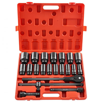 010555574325 - 22-Piece 3/4" Impact Socket Set with Heavy-Duty Case