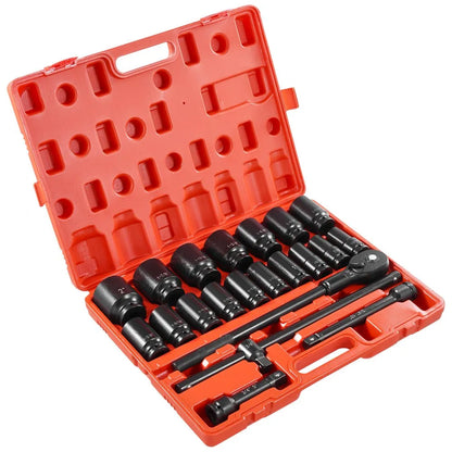010555574325 - 22-Piece 3/4" Impact Socket Set with Heavy-Duty Case