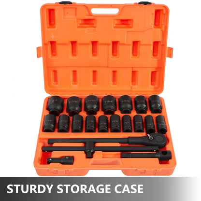010555574325 - 22-Piece 3/4" Impact Socket Set with Heavy-Duty Case