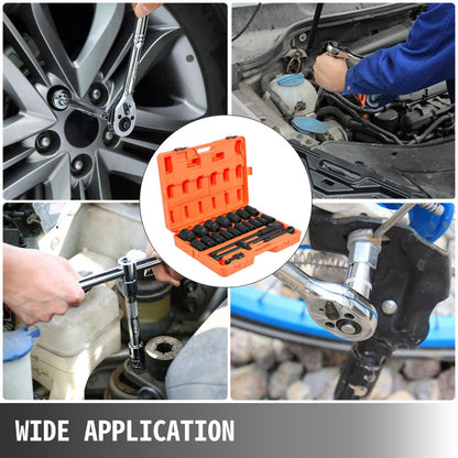 010555574325 - 22-Piece 3/4" Impact Socket Set with Heavy-Duty Case