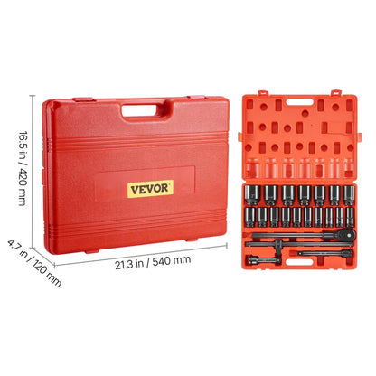 010555574325 - 22-Piece 3/4" Impact Socket Set with Heavy-Duty Case