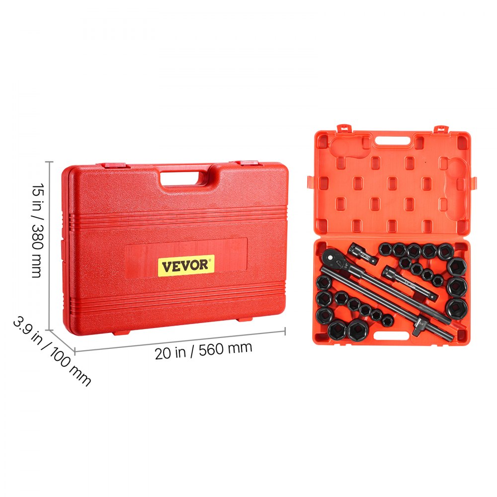 010454640696 - 27-Piece 3/4" Drive Impact Socket Set with Heavy-Duty Case