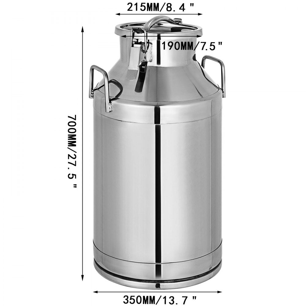 010962411866 - 50L Durable Stainless Steel Milk Pail with Airtight Lid