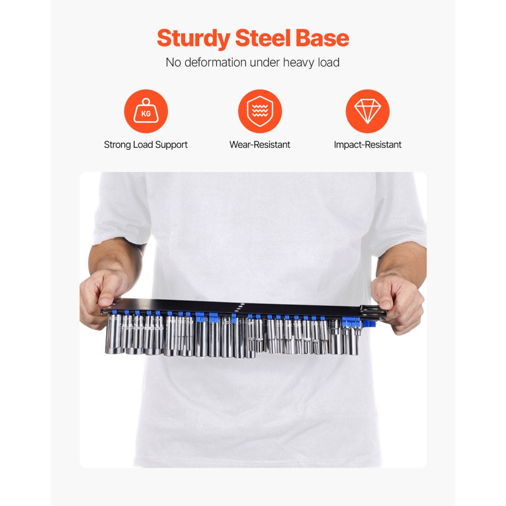 QJ7335 - Heavy-Duty Portable Socket Organizer with 160 Clips and Handle