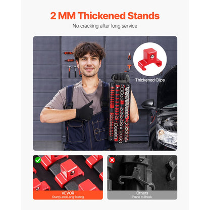 QJ7335 - Heavy-Duty Portable Socket Organizer with 160 Clips and Handle