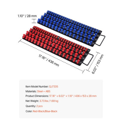 QJ7335 - Heavy-Duty Portable Socket Organizer with 160 Clips and Handle