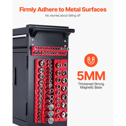 QJ7333-3pc SAE - Durable Magnetic Socket Organizer Set for 68 Sockets