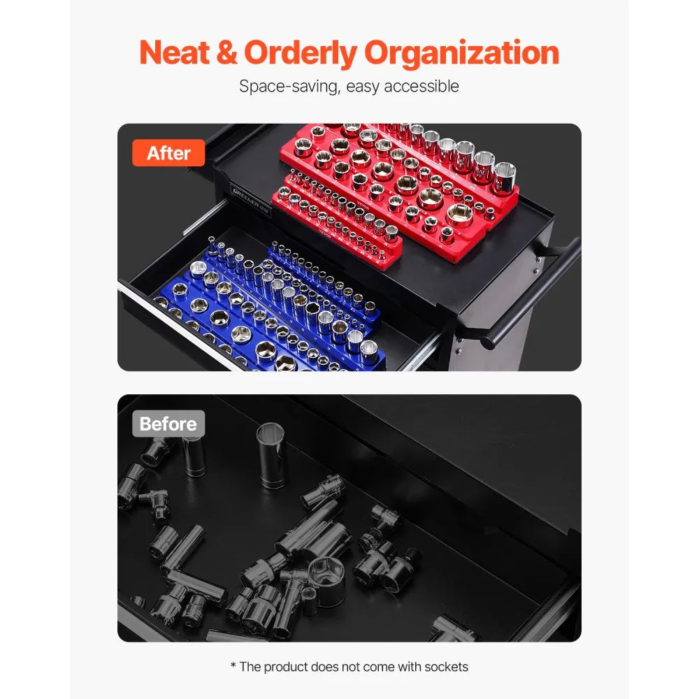 QJ7333-6pc - Durable Magnetic Socket Organizer Set for Tidy Workspaces