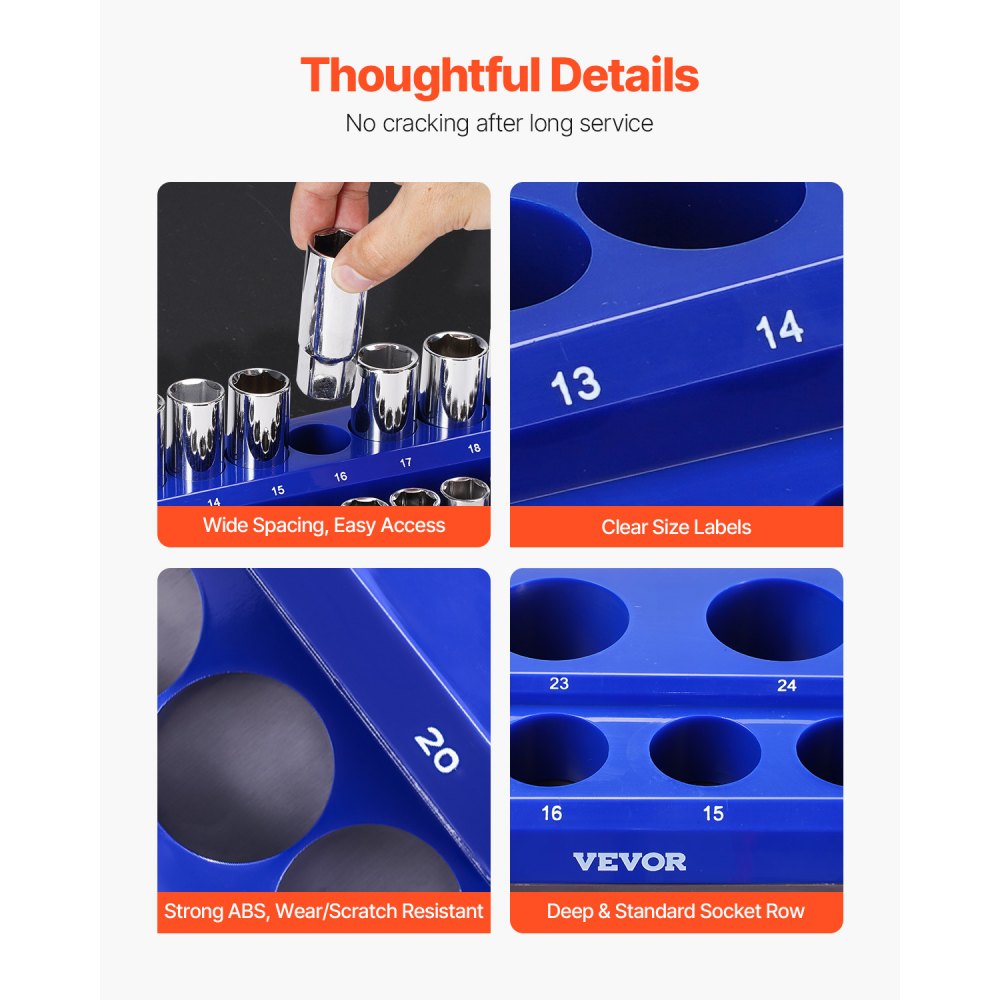 QJ7333-8pc - Magnetic Organizer for Up to 199 Sockets, Durable ABS Design