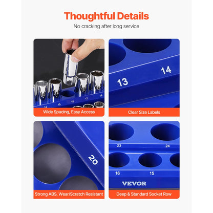 QJ7333-8pc - Magnetic Organizer for Up to 199 Sockets, Durable ABS Design