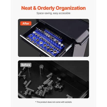 QJ7333-3pc Metric - Durable Magnetic Socket Organizer for 75 Tools