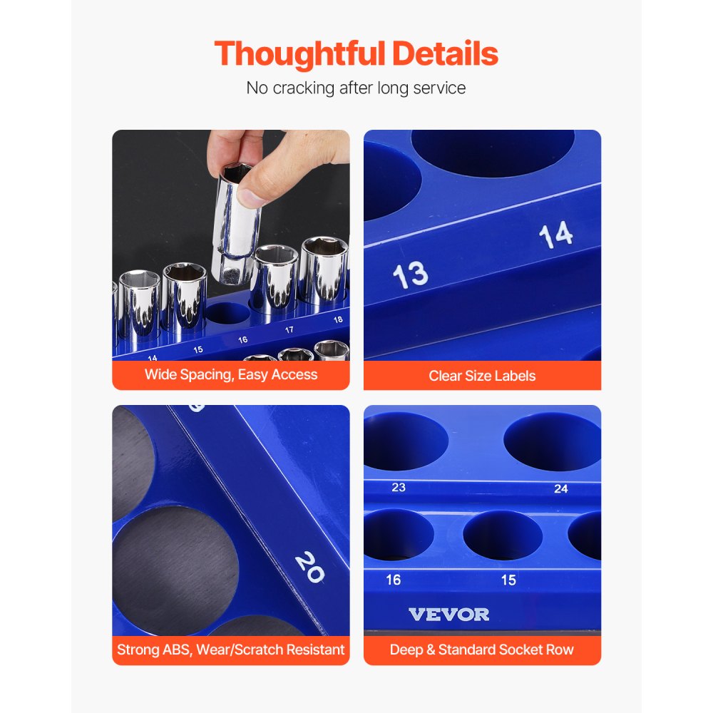 QJ7333-3pc Metric - Durable Magnetic Socket Organizer for 75 Tools