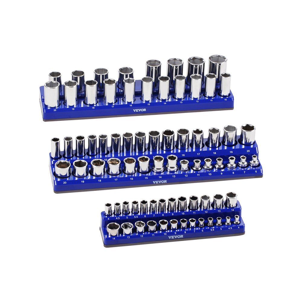 QJ7333-3pc Metric - Durable Magnetic Socket Organizer for 75 Tools