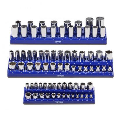 QJ7333-3pc Metric - Durable Magnetic Socket Organizer for 75 Tools