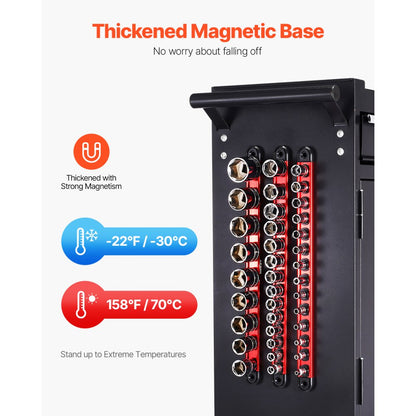 QJ7368 - 3-Piece Magnetic Socket Organizer with 360° Clips