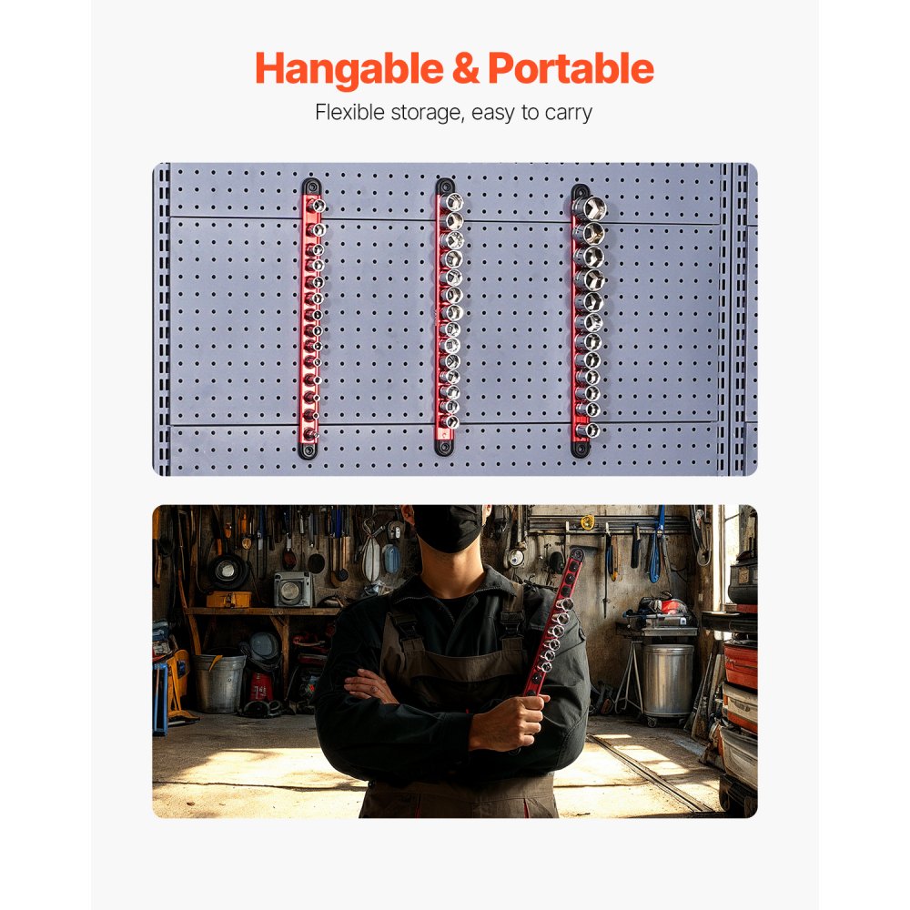 QJ7368 - 3-Piece Magnetic Socket Organizer with 360° Clips