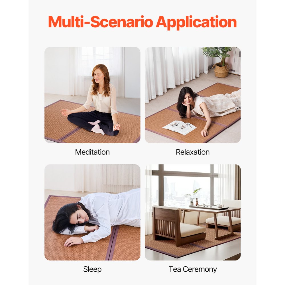 TXSS990*2032 - Breathable 55'' x 80'' Japanese Tatami Mat for Yoga & Relaxation