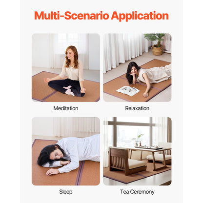 TXSS990*2032 - Breathable 55'' x 80'' Japanese Tatami Mat for Yoga & Relaxation