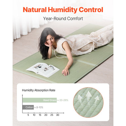 LCSS990*2032 - 39'' x 80'' Natural Rush Grass Tatami Mat, Non-Slip Design