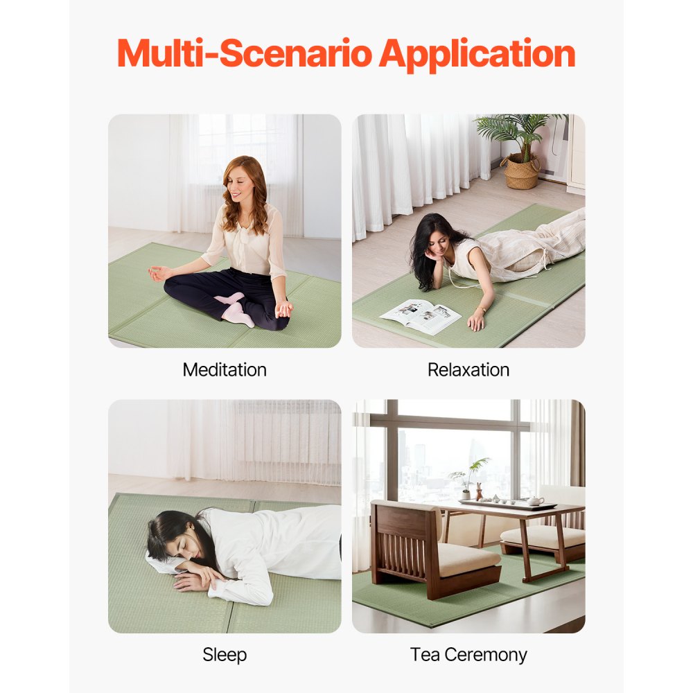 LCSS990*2108 - 39'' x 83'' Foldable Natural Rush Tatami Mat