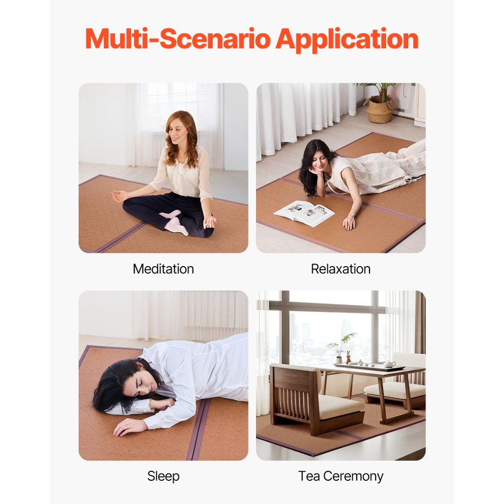 TXSS1397*2032 - Portable 55'' Japanese Tatami Mat for Yoga & Meditation