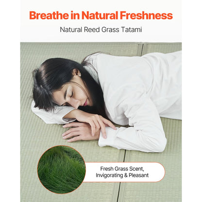 LCSS1397*2108 - 55" x 83" Natural Rush Grass Tatami Mat for Yoga & Meditation