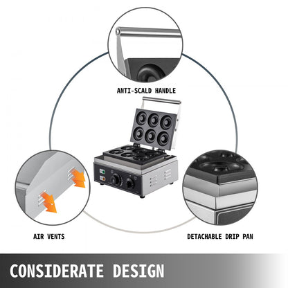 010282246324 - Stainless Steel Donut Maker with Precise Temperature Control