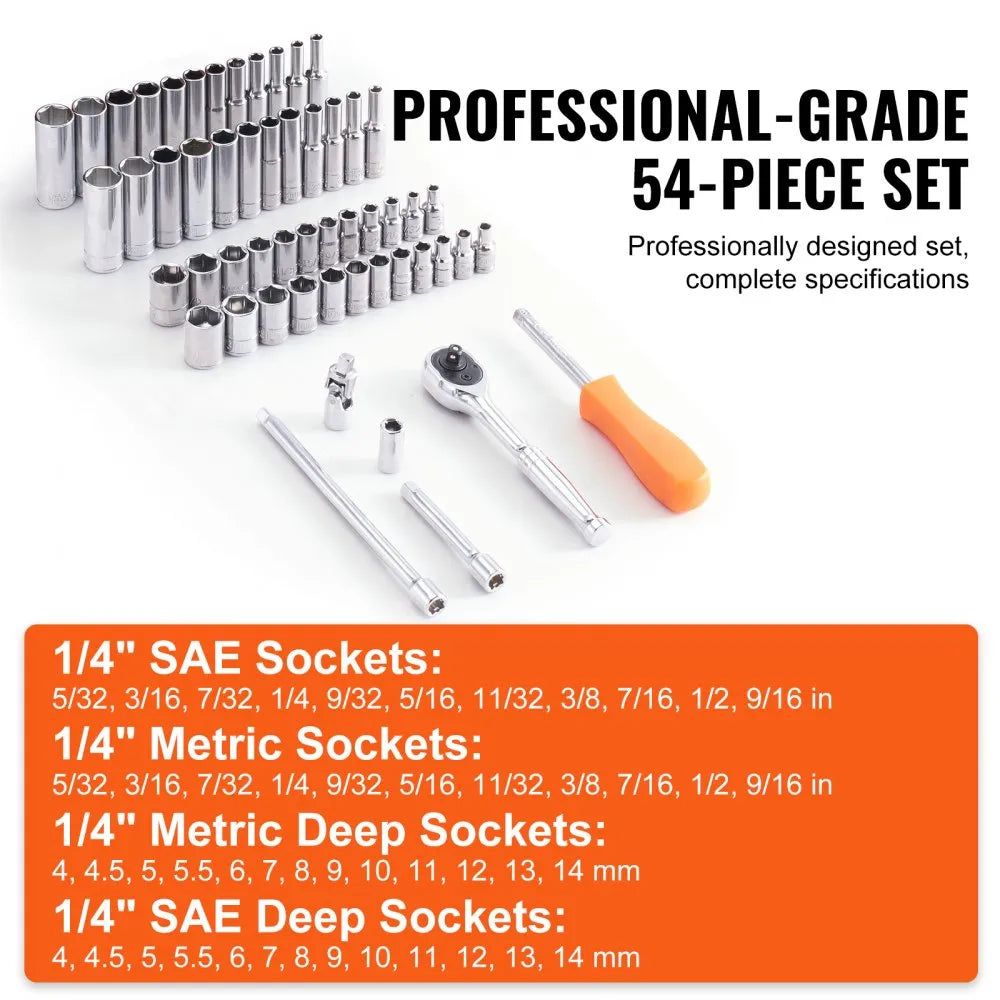 XL3261 - Durable 54-Piece Chrome Plated Socket Set for Home & Professional Use