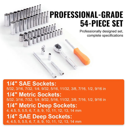 XL3261 - Durable 54-Piece Chrome Plated Socket Set for Home & Professional Use