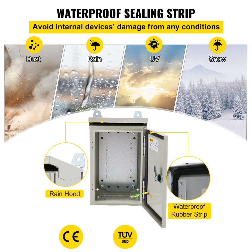 ST3220 - 12x8x8 Carbon Steel Electrical Enclosure with Rain Hood