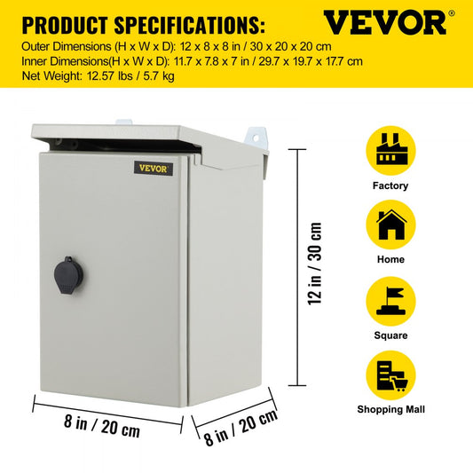 ST3220 - 12x8x8 Carbon Steel Electrical Enclosure with Rain Hood