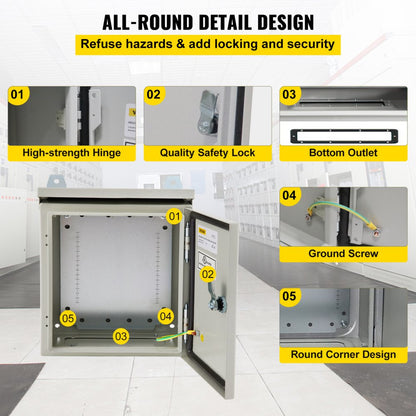 ST3315 - Durable 12x12 Carbon Steel Electrical Enclosure with Locking Mechanism